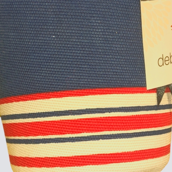 Debi Lilly Striped Basket Planter Pot Covers in Navy Blue, White & Red Set of 4 - Picture 2 of 9